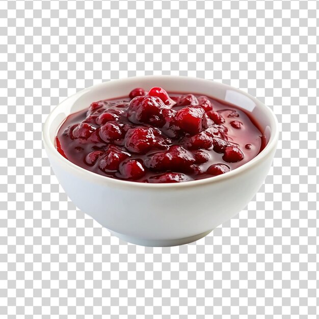 PSD cranberry saus in een schaal geïsoleerd op een doorzichtige achtergrond