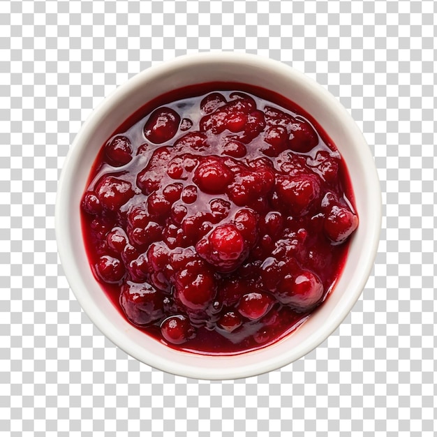 PSD cranberry saus in een schaal geïsoleerd op een doorzichtige achtergrond