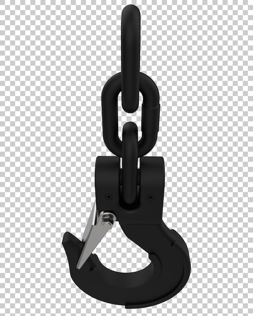 PSD crane hook isolated on transparent background 3d rendering illustration