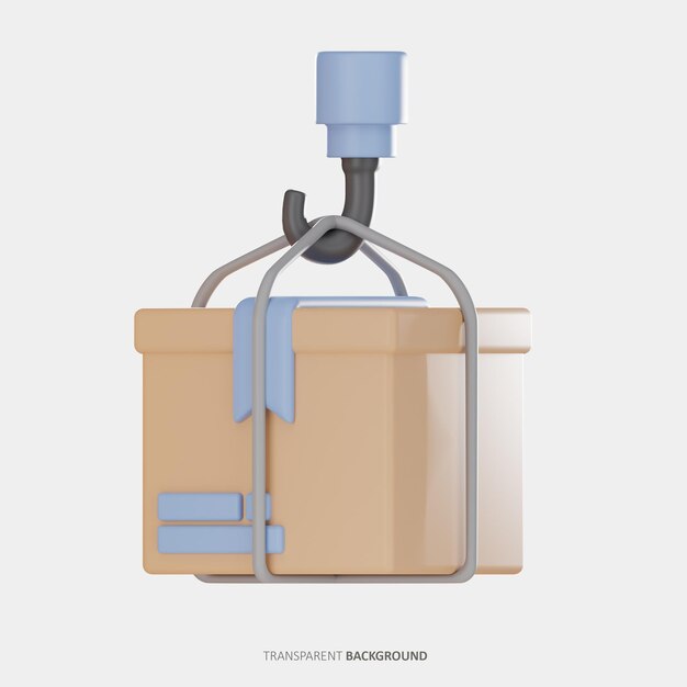 Crane hook package delivery 3d icon