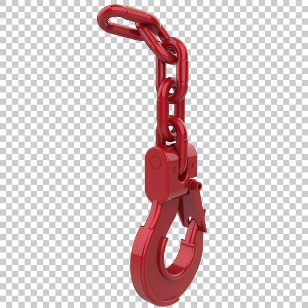 PSD crane hook on transparent background 3d rendering illustration