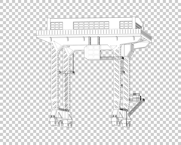 PSD クレーンが透明な背景に隔離された 3d レンダリングイラスト