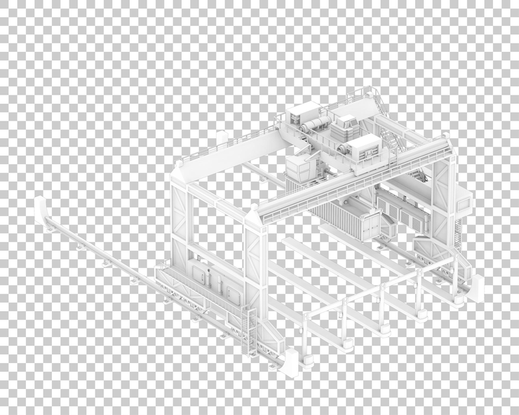 PSD クレーンが透明な背景に隔離された 3d レンダリングイラスト