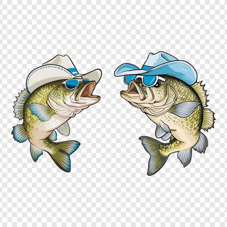 PSD crappie fisk med cowboyhatt og pilotbriller