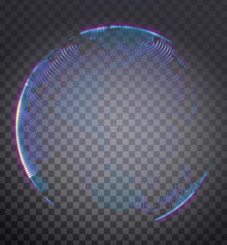 PSD crashing blue space sphere abstract vector background with tiny stars