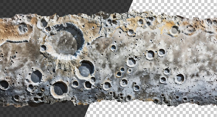 PSD craterfilled lunar surface detail cut out stock png
