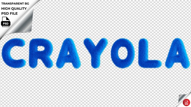 PSD crayola typography blue fluffy text psd transparent