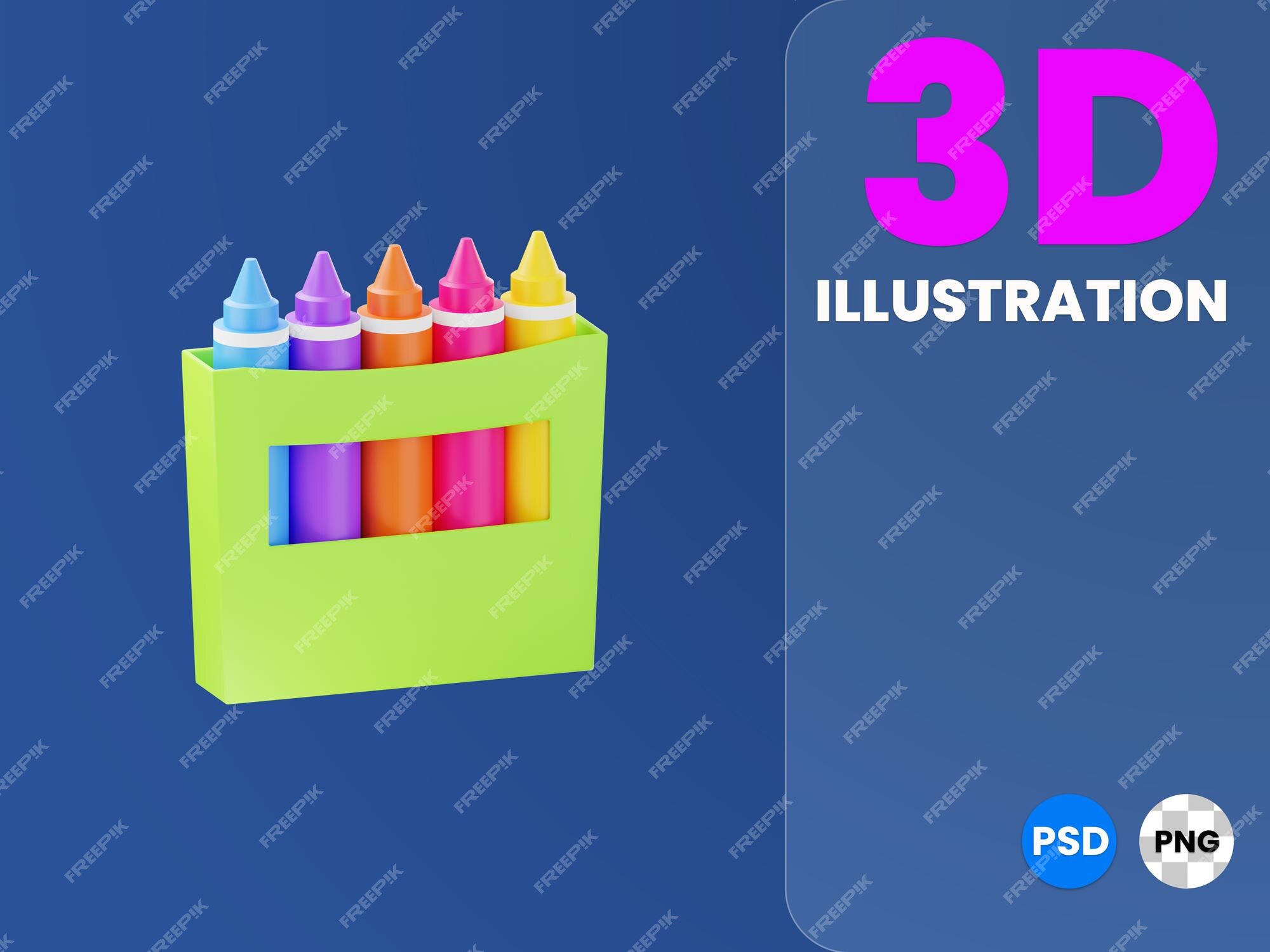 Premium PSD  Crayon 3d illustration render