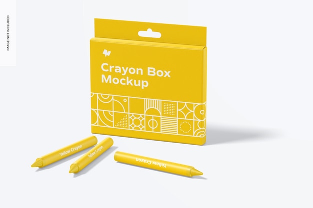 Crayon box mockup, perspective view