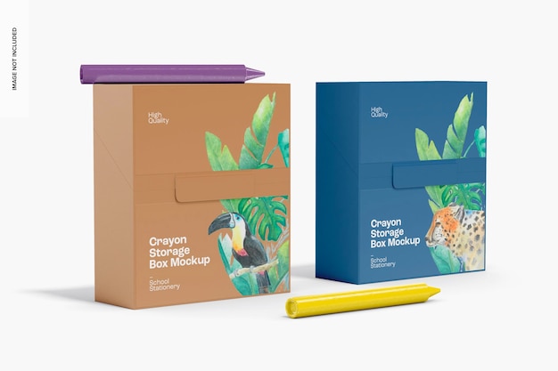 Crayon Storage Boxes Mockup, Left View