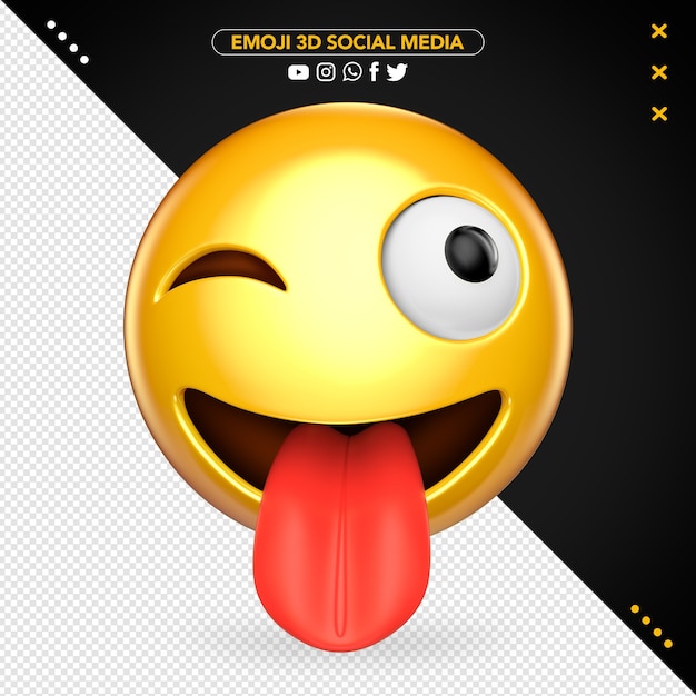 Emoji 3d pazzo con la lingua fuori