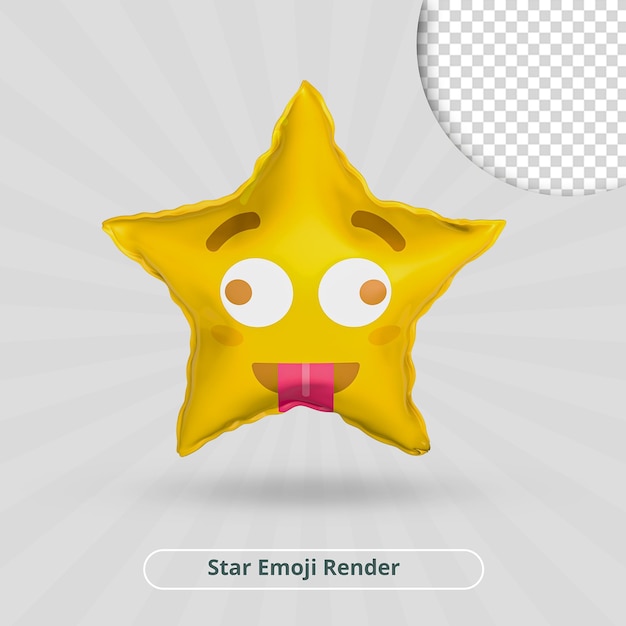 Rendering 3d di stelle emoji pazze