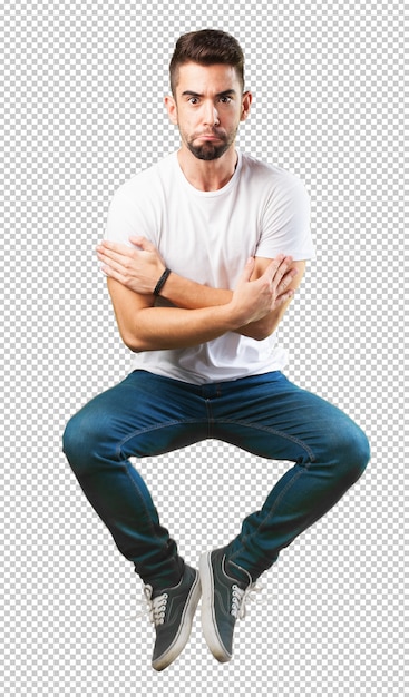 Crazy man jumping