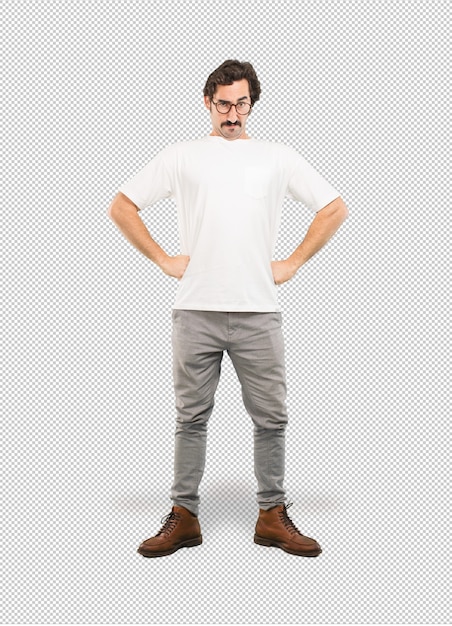 Crazy man with angry expression