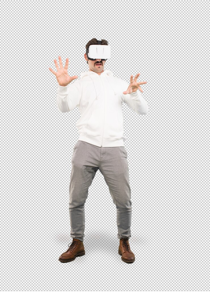 PSD crazy man with vr glasses