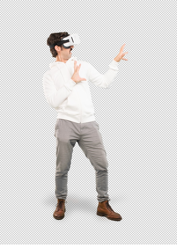 PSD crazy man with vr glasses