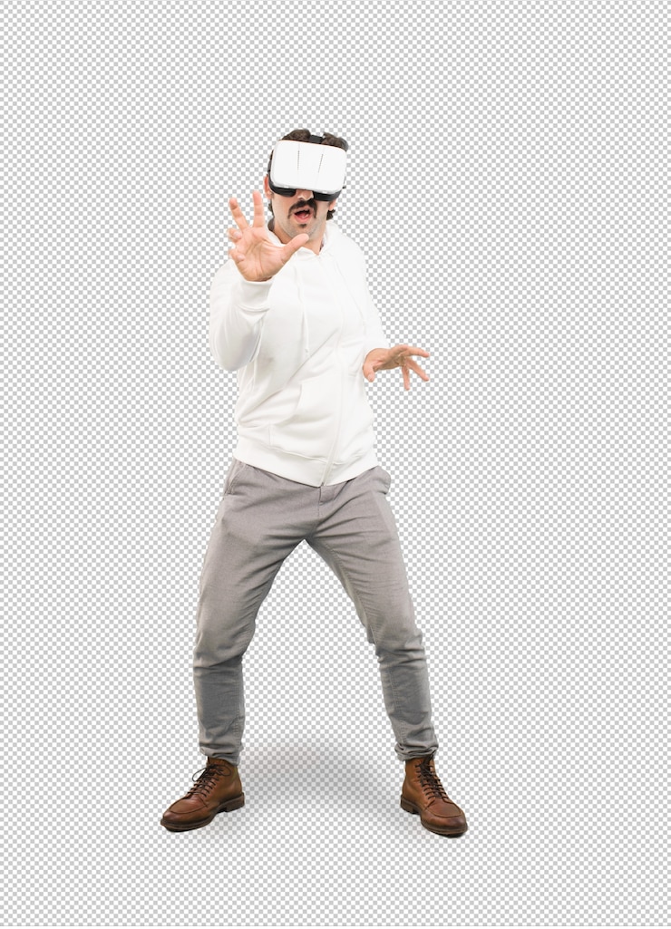 PSD crazy man with vr glasses