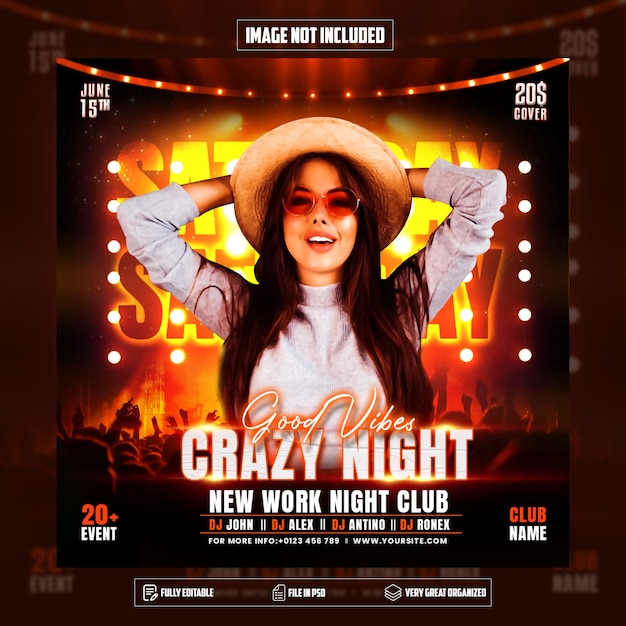 Crazy night party club dj flyer template designs