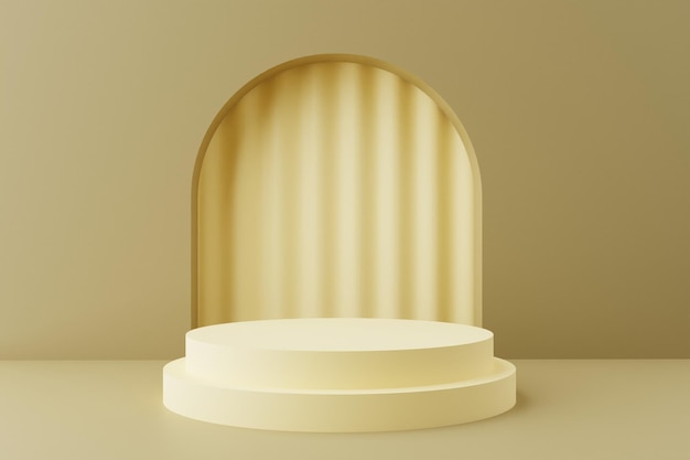 Cream 3d display podium met gordijn achtergrond voor product presentatie scène