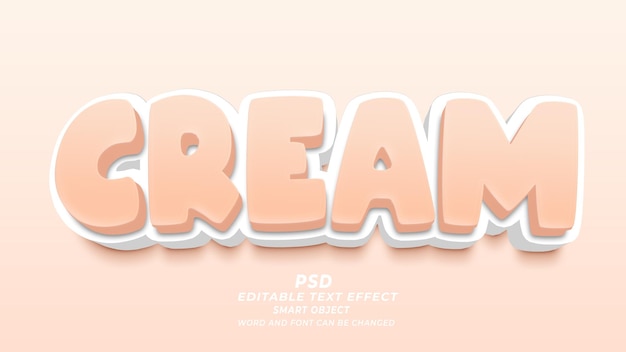 PSD cream 3d editable photoshop text effect style