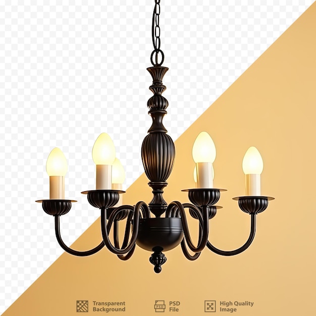 PSD cream black white and yellow chandelier lamp complements her home d cor