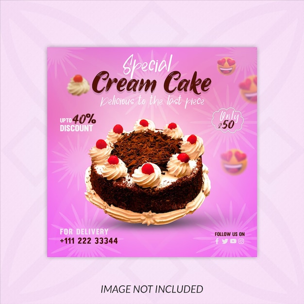 Torta alla crema post sui social media banner instagram post modello psd