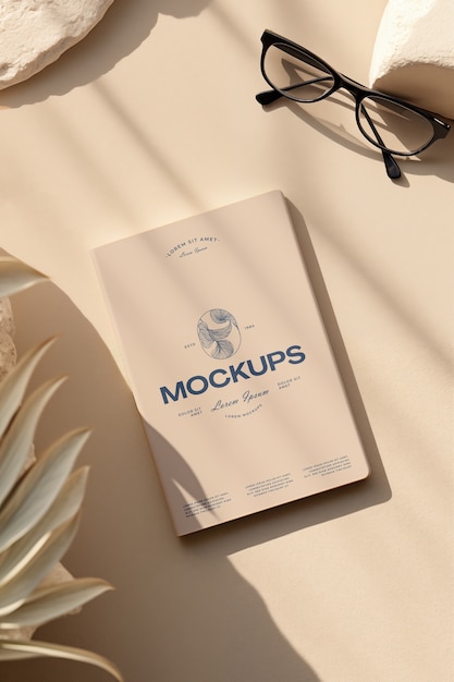 PSD cream color book cover mockup