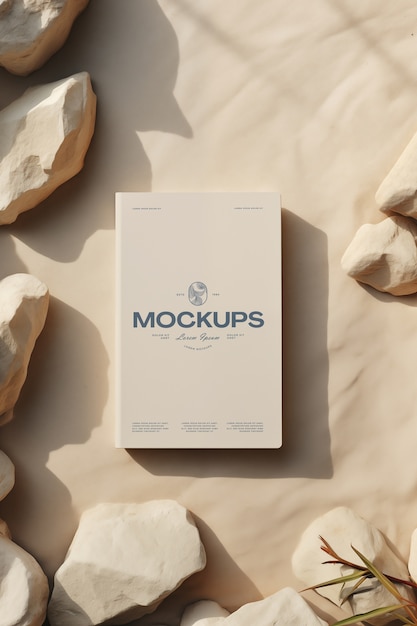 PSD cream color book cover mockup