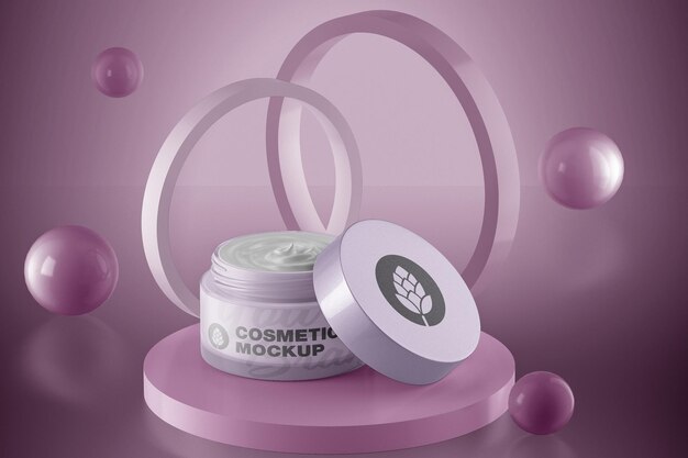 Cream Cosmetic Jar Mockup