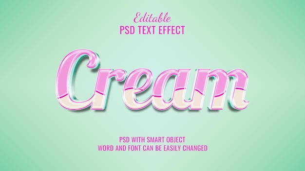 PSD cream editable text effect