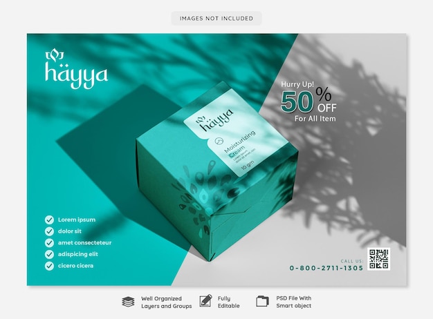 PSD cream jar box mockup design flyer banner