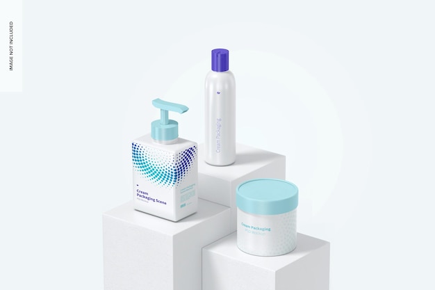 cream packaging scene mockup, right view