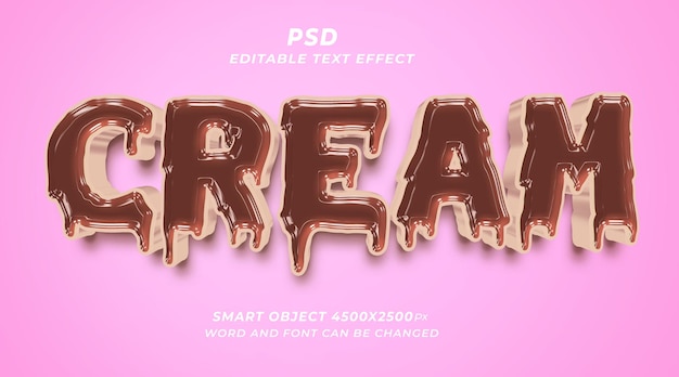 Cream PSD 3d editable text effect photoshop template