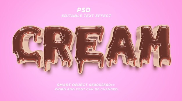 PSD cream psd 3d editable text effect photoshop template