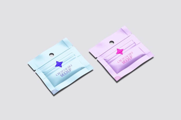 PSD cream sachet mockup