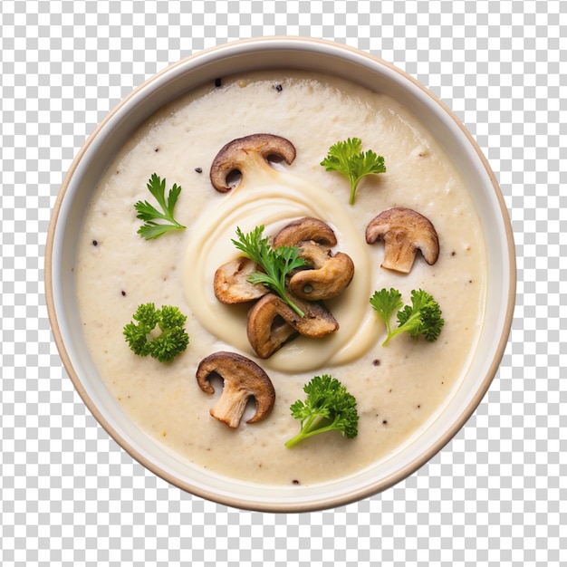 PSD cream soep puree met paddenstoel geïsoleerd op witte achtergrond