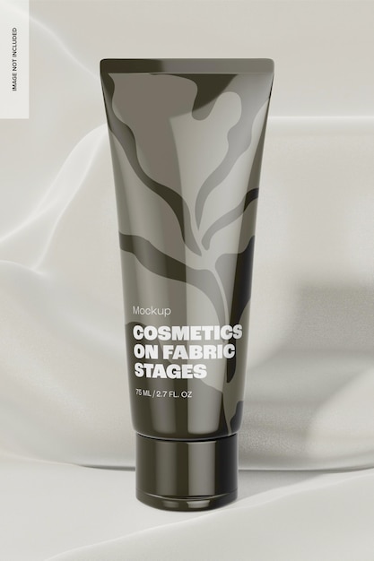 Cream Tube on Fabric Stage Mockup, Front View