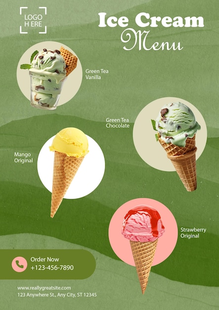 Cream Vintage Cupcake Menu Poster