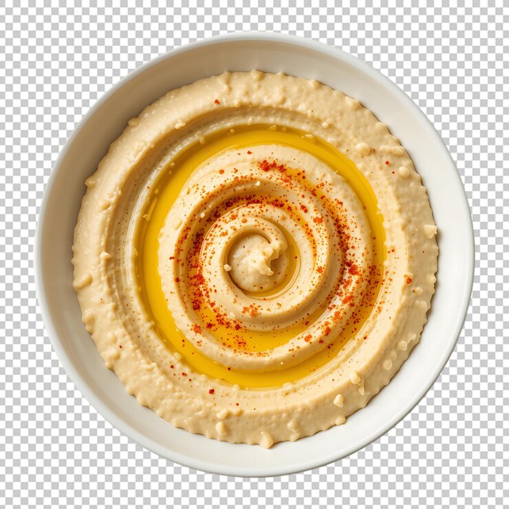 PSD creamy hummus with olive oil and paprika