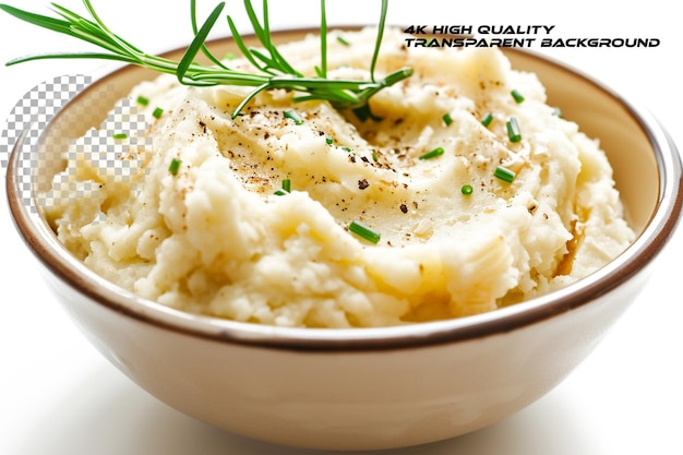 PSD creamy mashed potatoes infused with the rich flavor on transparent background