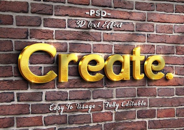 Crea un effetto stile testo dorato 3d sul muro