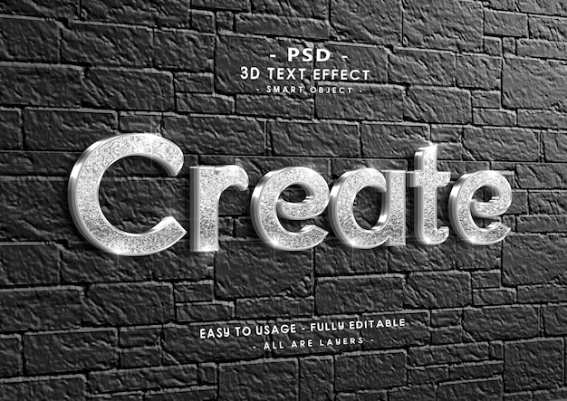 Create 3d silver glitter text style effect on wall