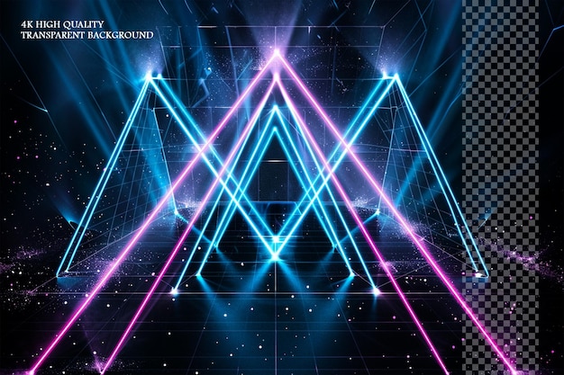 PSD create an illustration of three glowing blue laser beams on transparent background