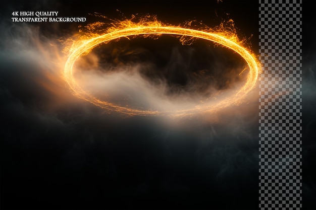 PSD create a luminous halo around key elements casti on transparent background