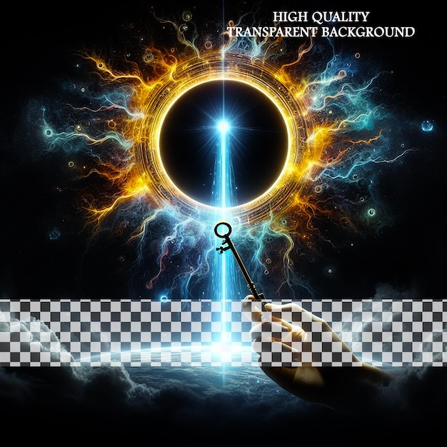 PSD create a luminous halo around key elements casti on transparent background