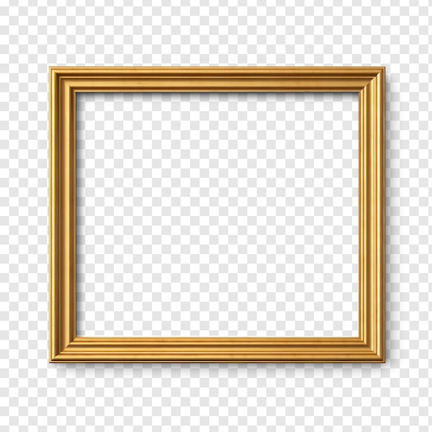 PSD create a simple golden frame full shot flat low detail smooth on transparency background psd
