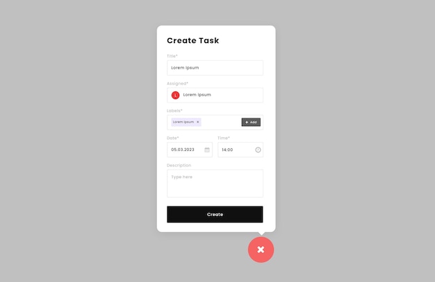 create task pop up design