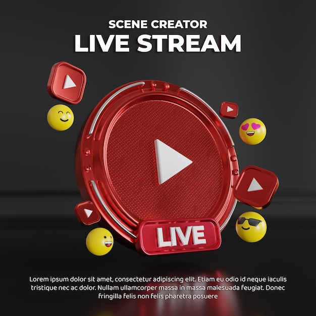 Creatief concept sociale media youtube live stream digitale marketing promotiesjabloon