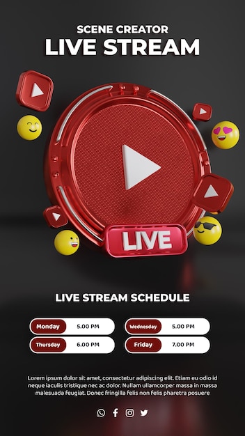 Creatief concept sociale media youtube live stream digitale marketing promotiesjabloon