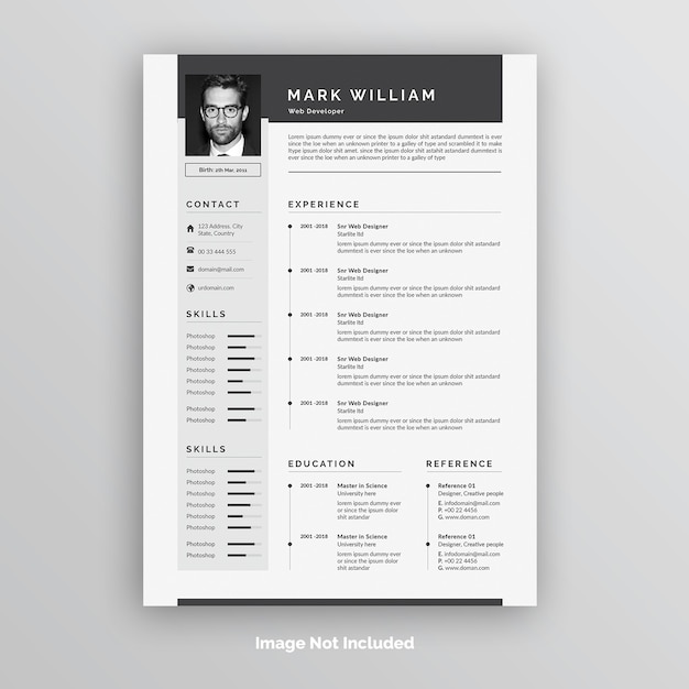 PSD creatief cv of cv-sjabloon